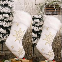 Bohemik - Pack 2 Botas Navidad Blancas Con Copos De Nieve Dorados