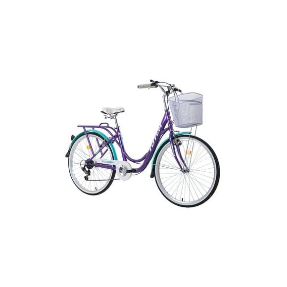 Bicicleta City Dama Aro 26 Morado Turquesa