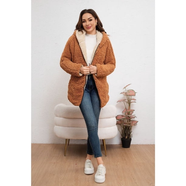Chaqueta Mujer Reversible Peluda Invierno Calidad Premium 6072