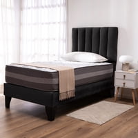 Colbox - Cama Europea Valencia P + Respaldo Cadiz 1 Pl Felpa Negro