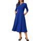 thumbnail image 1 of INSPIRE CHIC Vestido de Trabajo para Mujer Línea A 3/4 Mangas Elegante Vestido Midi Azul Real L, 1 of 6