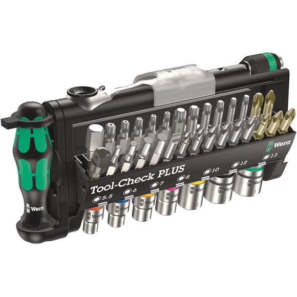 Juego de herramientas Wera 056490 Tool-Check Plus Bit Ratchet con casquillos