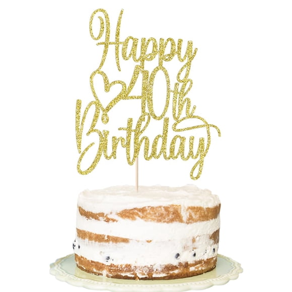 Cake Topper Florcmet Feliz 40.º Cumpleaños con Brillo Dorado