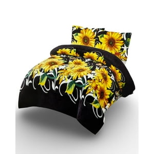 Kang Da - Cubrecama Plush Con Chiporro Invierno 2 Plazas Negro