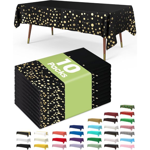 Mantel Desechable Pureegg 54 x 108 in, 10 Unidades, Negro y Dorado