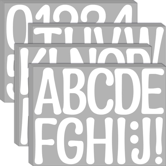 Hojas de stickers Metsyth 24 grandes blancas con letras y números de 4"