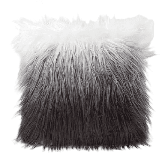 Fundas de cojín peluditas 45x45 cm color gris con blanco