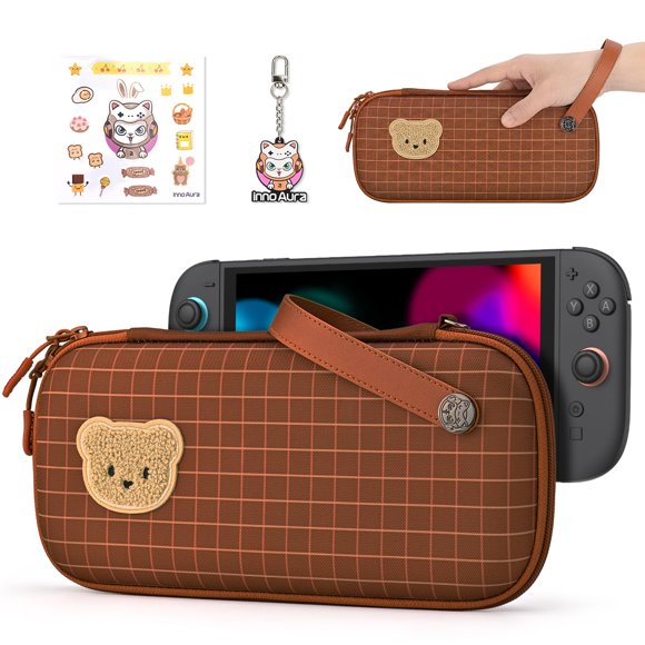 Estuche IA innoAura Switch 2 Ultra Delgado a Cuadros Marrón