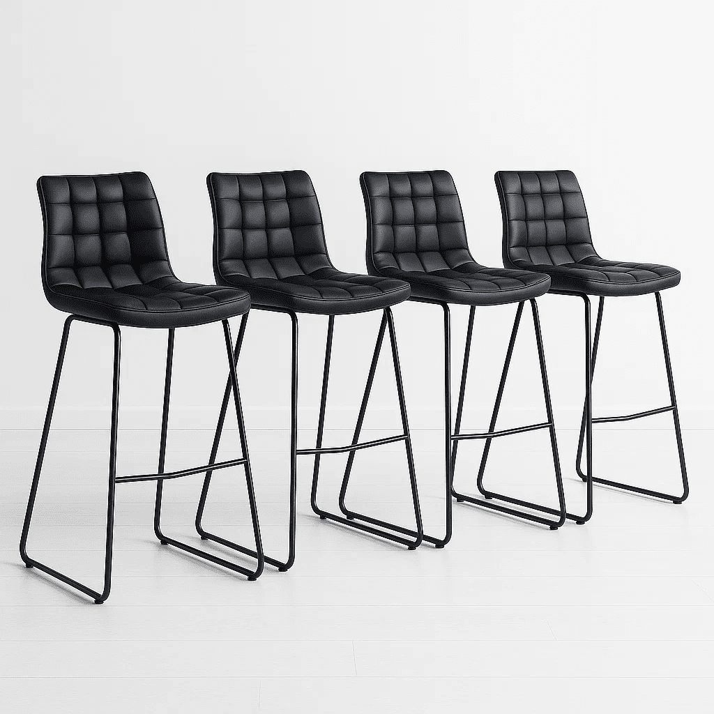Klik Muebles - Pack De 4 Taburetes Altos Milano Cuero Sintetico Con Patas Metálicas Estilo Industrial