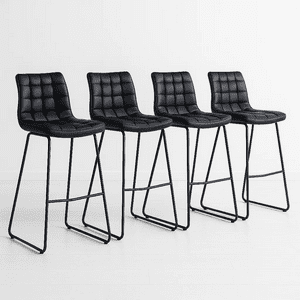 Klik Muebles - Pack De 4 Taburetes Altos Milano Cuero Sintetico Con Patas Metálicas Estilo Industrial