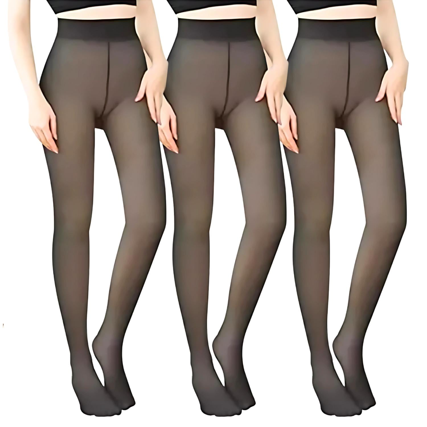 Genérico - Pack 3 Calza Calzas Panti Efecto Piel Polar Térmica Mujer Negro Xxxl