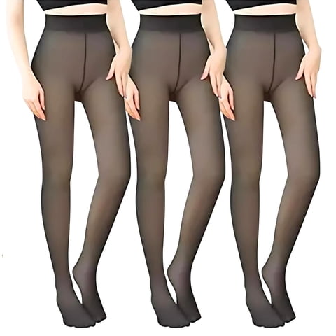 Genérico - Pack 3 Calza Calzas Panti Efecto Piel Polar Térmica Mujer Negro Xxxl