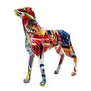 Bothyi - Perro Nórdico Escultura Estatua De Resina Decoración Del Hogar Animal Graffiti