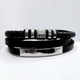 thumbnail image 2 of Pulsera Triple, Ecocuero Negro Y Acero Inoxidable, Hombre Negro 7.5 Cm 21 Cm, 2 of 9