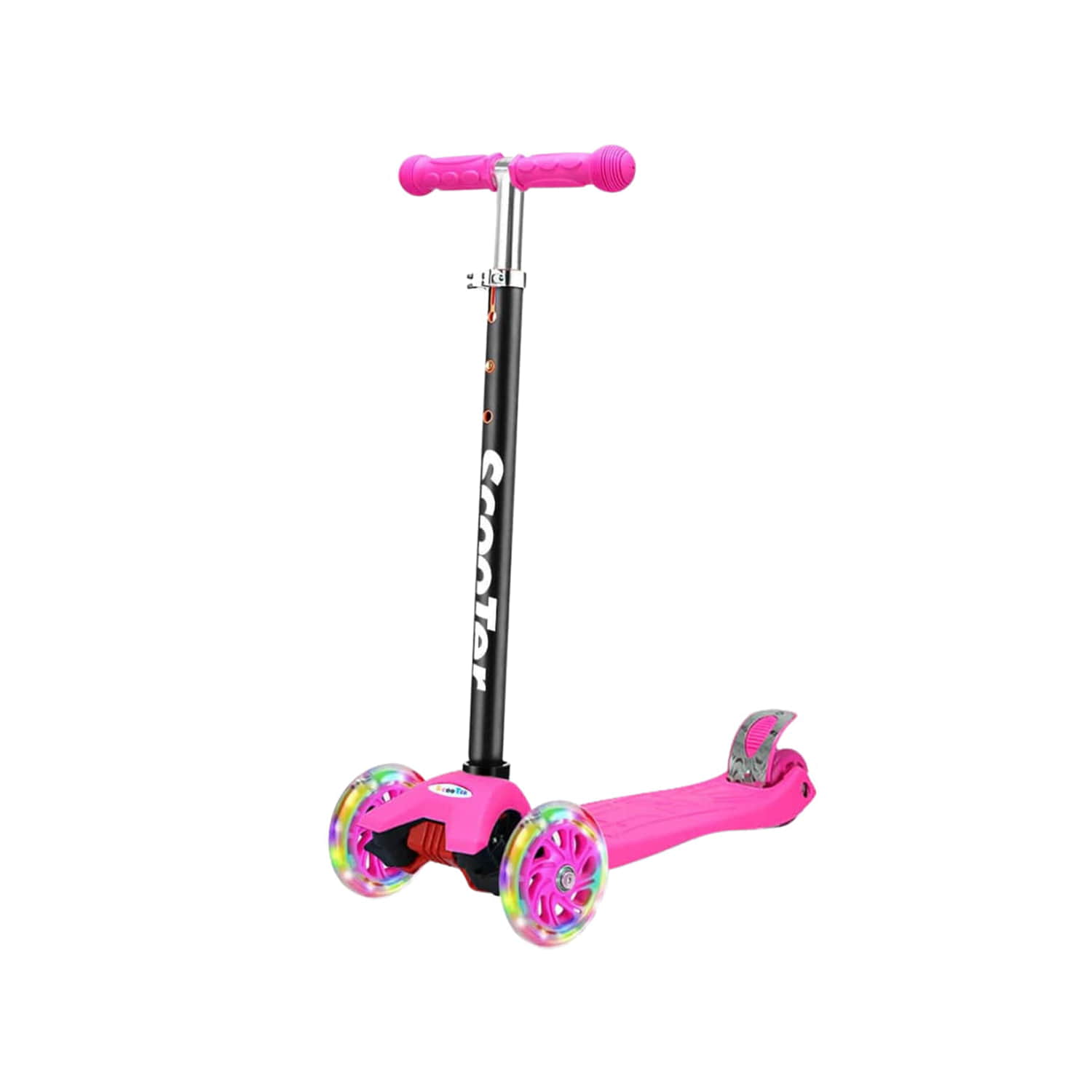 Importclick - Scooter Monopatín 4 Ruedas Led Infantil Regulable Rosado