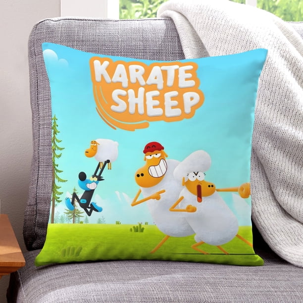 Ovejas Karatecas Fundas de almohada de terciopelo con tema, regalos de funda de almohada, decoración para el hogar, cojín de lanzar, regalo de cumpleaños para fans y parejas.50*50cm.