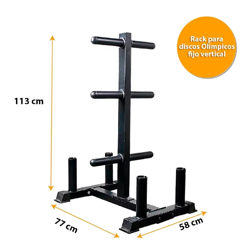 Inaltum Fitness - Rack Para Discos Olímpicos Fijo Vertical Con Soporte 4barras