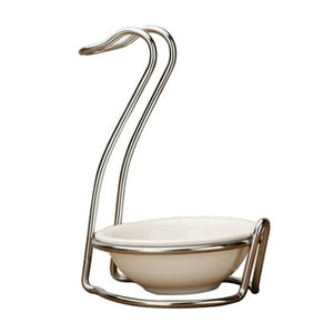 Genérico - Soporte De Cerámica Para Cuchara De Cocina, Estante De Acero Inoxidable, Forma De Cisne