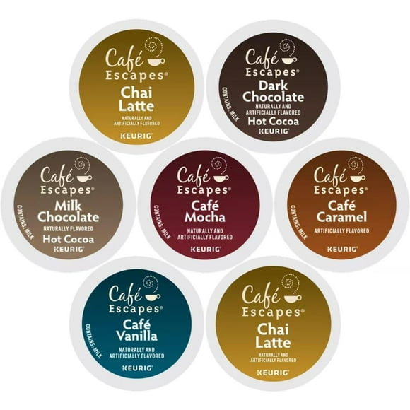 Cápsulas de café Variety Sampler Cafe Escapes para Keurig, 24 unidades