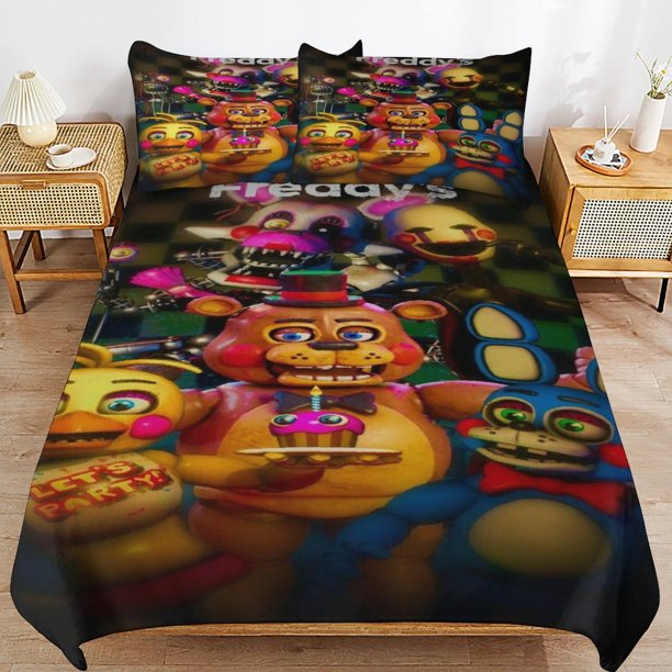x251 Five Nights at Freddy's Bed Duvet Cover Microfiber Bedding Sets 3D Printed Lightweight 3 Piece Comforter Sets, 1 Duvet Cover And 2 Pillow Shams for Kids Boys Girls 79"x90" jn251