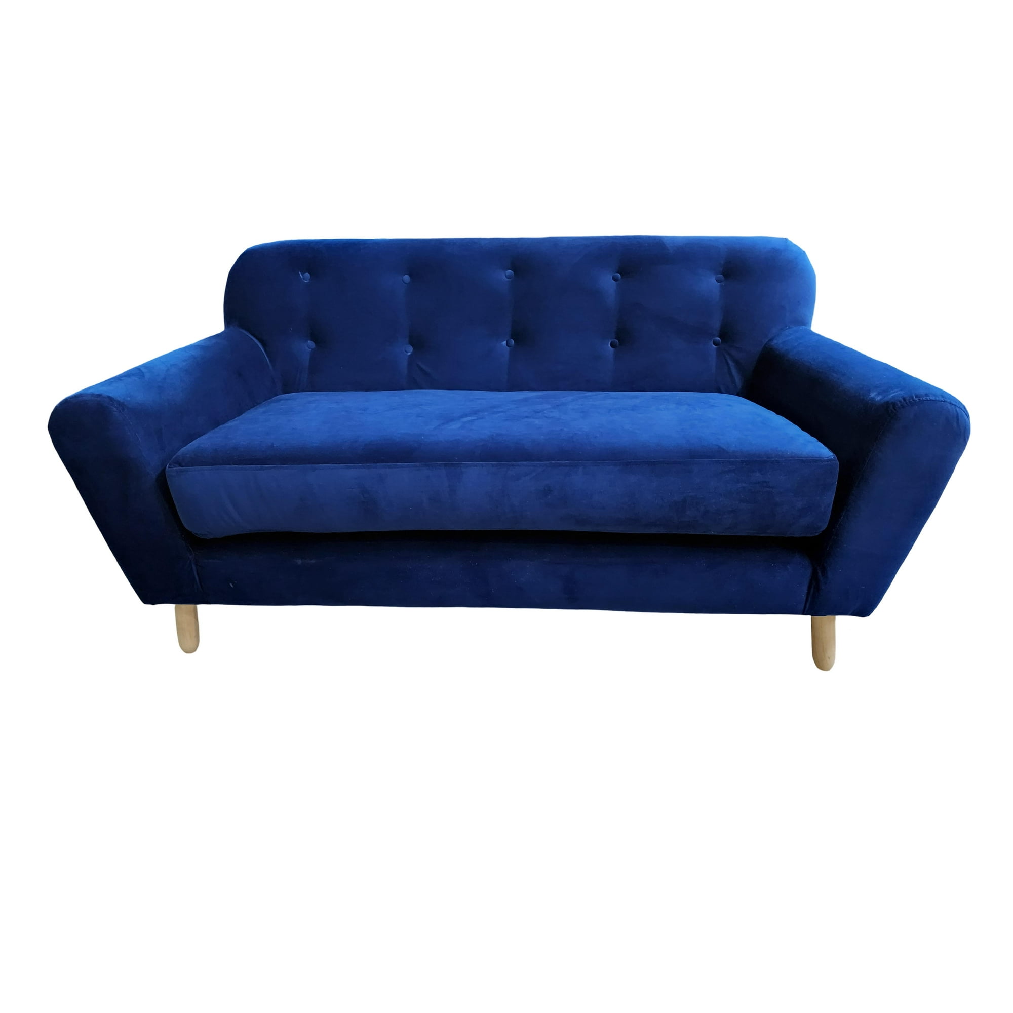 Muebles New - Sofa Dos Cuerpos Azul Felpa