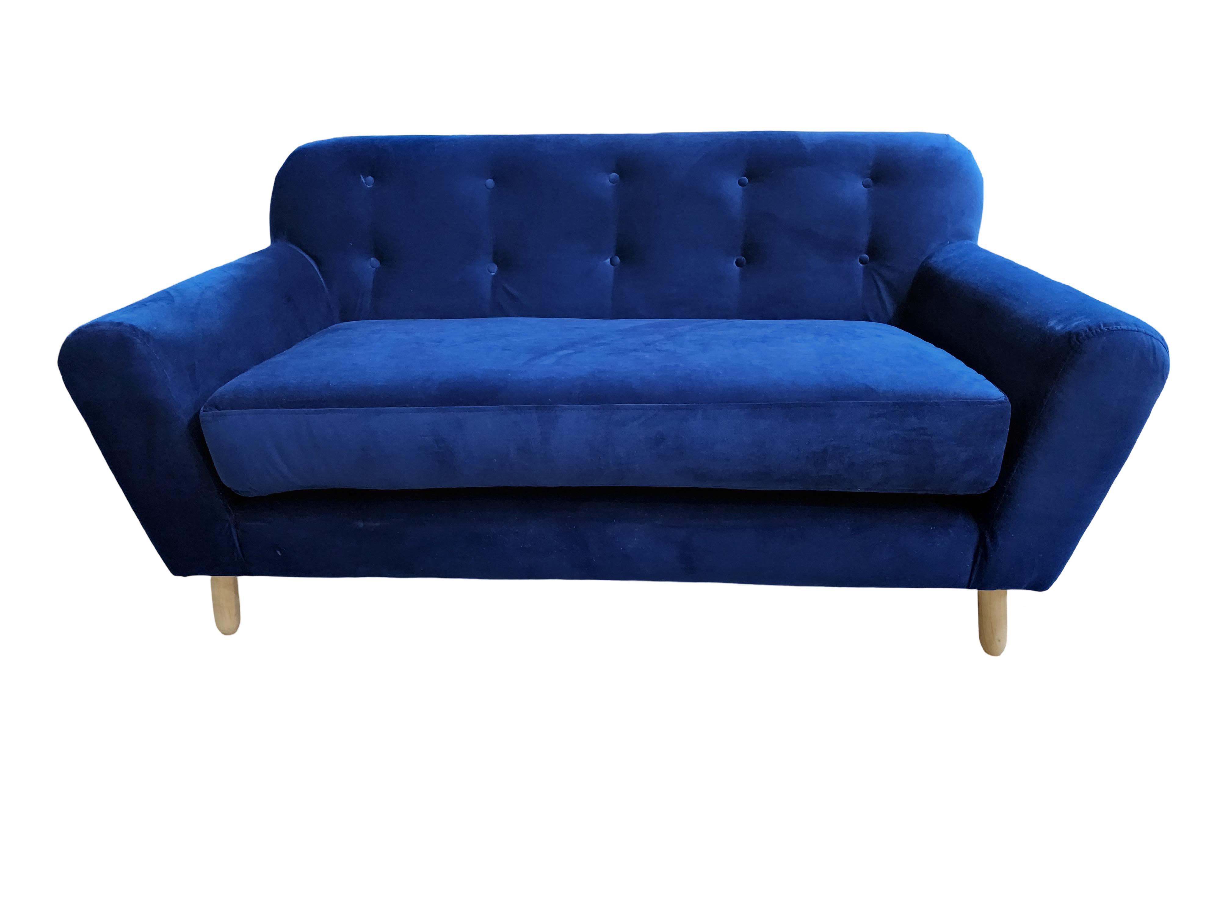 Muebles New - Sofa New Dos Cuerpos Azul Felpa