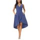 thumbnail image 2 of INSPIRE CHIC Vestidos de Verano sin Mangas para Mujer, Vestido de Sol con Cuello en V Cruzado, Dobladillo Alto Bajo Plisado, con Bolsillos, Talla M, Azul Oscuro, 2 of 6