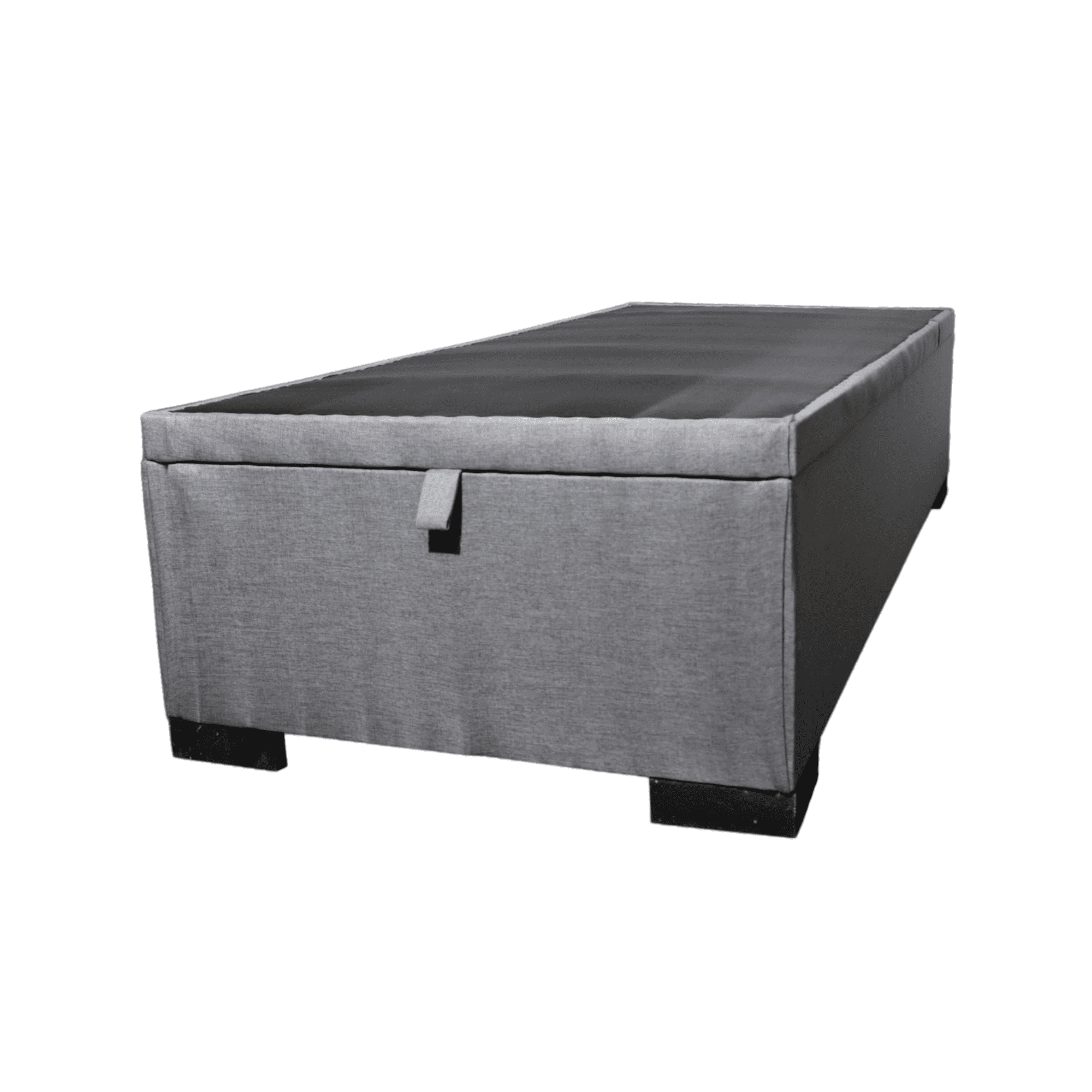 Mueblart - Base De Cama Baúl 1 Plaza Lino Beige Con Mecanismo