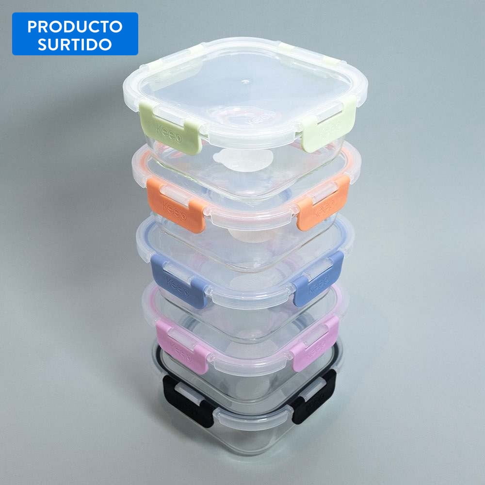 Contenedor De Vidrio Con Alitas 800ML 1 Pieza, color surtido