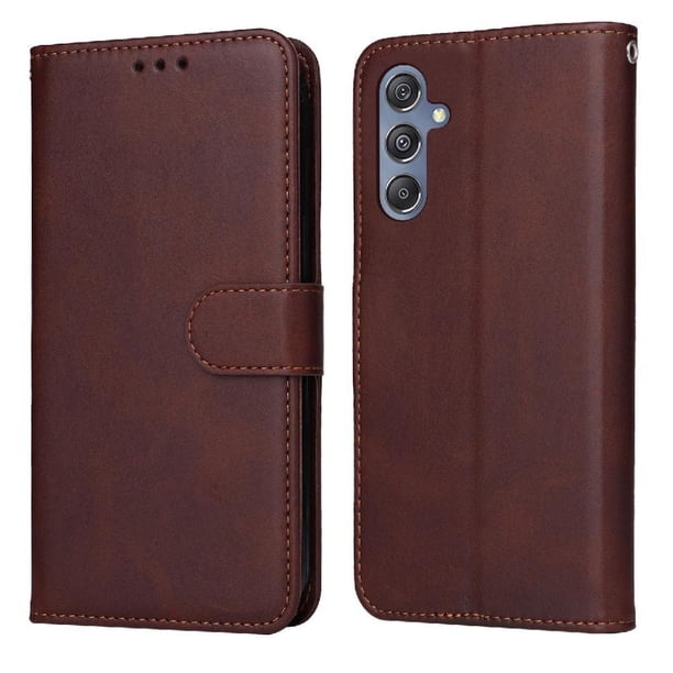 Funda Billetera para Samsung Galaxy M34 5G con Porta Tarjetas y Soporte Ajustable Marrón