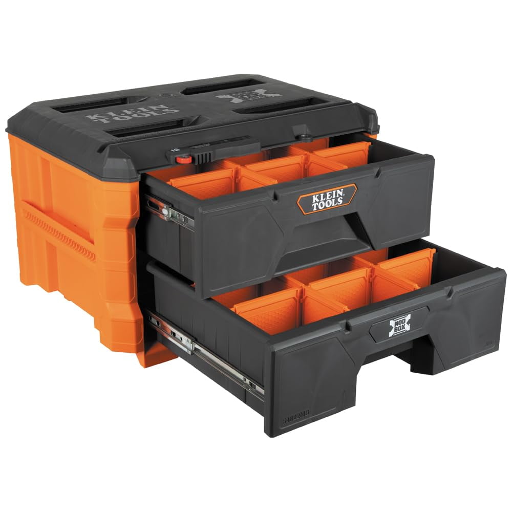 Klein Tools - Caja De Herramientas Modbox Con Dos Cajones Con Compartimentos De Almacenamiento Ajustables