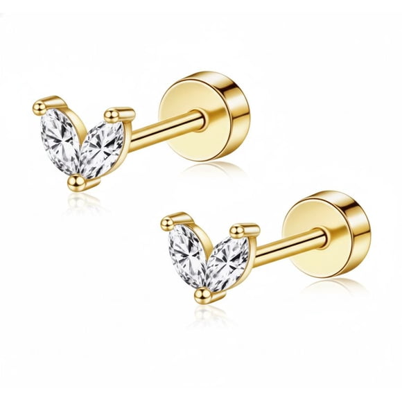 Aros para mujer Corazón Circón Dorados Acero Inoxidable