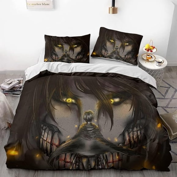 Attack -on- Giant Win-gsofLibe-rty -Anime -Soft 3D Prin-ed Duve-t Cover Bedd-ng Set -with Co-mforter C-over
