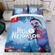 thumbnail image 4 of Hola Vecino Conjunto de sábanas temático, trío de piezas, cómodo y amigable con la piel, diseño único, regalo de decoración para el hogar para familiares, amigos y fans, 90 cm * 190 cm, 4 of 6