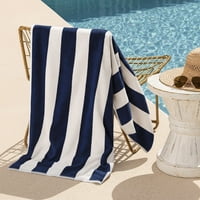 Toalla De Playa Nautica Home 100% Algodón 163X81 Diseño Rayas Azul Marino