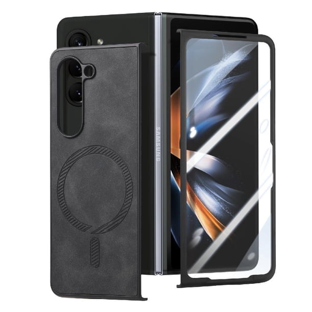 Magnetic Slim Case for Samsung Galaxy Z Fold 5 with Camera Guard & Anti-Scratch Back Black