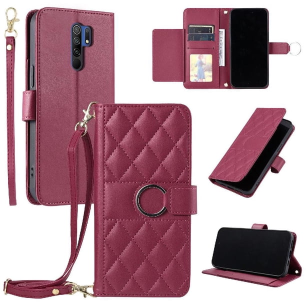 Funda tipo billetera FOXDOCK para Xiaomi Redmi 9 – Tapa abatible con correa para mujer