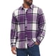 thumbnail image 5 of Camisa de cuadros de manga larga y ajuste regular para hombre, S púrpura, 5 of 6