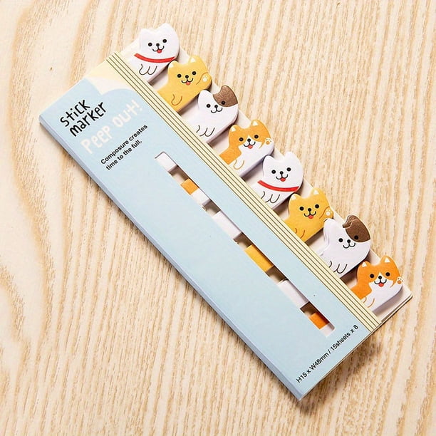 Get Organized with our Kawaii Cartoon Animals Stationery Set - Includes 1pc Marker, Memo Pad, Sticky Bookmark Flags, Index Tab, Sticky