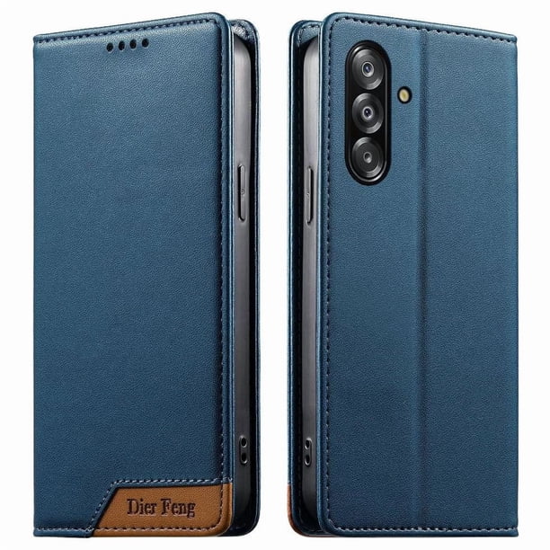 Funda Tipo Cartera de Cuero Sintético para Samsung Galaxy A26 Bloqueo RFID, con Ranuras para Tarjetas y Bolsillo para Efectivo, Cierre Magnético Fuerte Azul