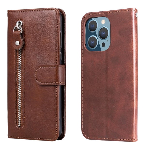 Funda con Cremallera para iPhone 14 PRO, Carcasa Cartera de Cuero PU con Soporte y Tarjetero