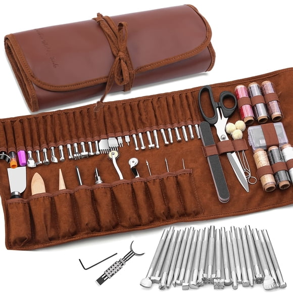 Kit de herramientas profesionales TLKKUE para trabajar el cuero, 72 piezas