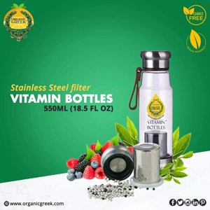 Organic Greek Vitamin Bottles Hydrogen Alkaline Generator Water + Filter 4 In 1 550Ml