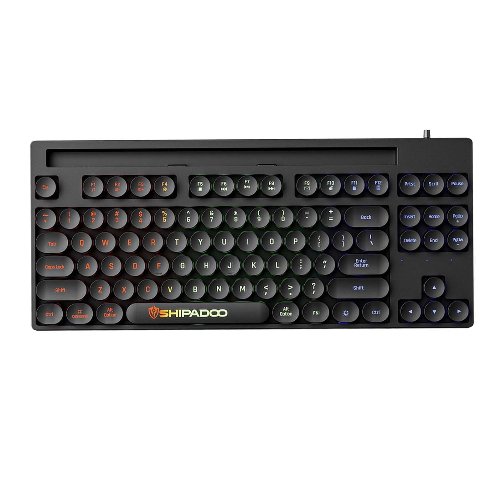 Magideal - Teclado Duradero Para Juegos Reemplazo A Prueba De Rasguños Tecla Iris Retroiluminado Respuesta Rápida Suave 87 Teclas Teclado Con Cable Para , Negro