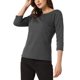thumbnail image 4 of INSPIRE CHIC Blusa de Punto con Cuello de Barco para Mujer, Manga 3/4, Cuadros de Pata de Gallo para Otoño Invierno M Gris Oscuro, 4 of 6