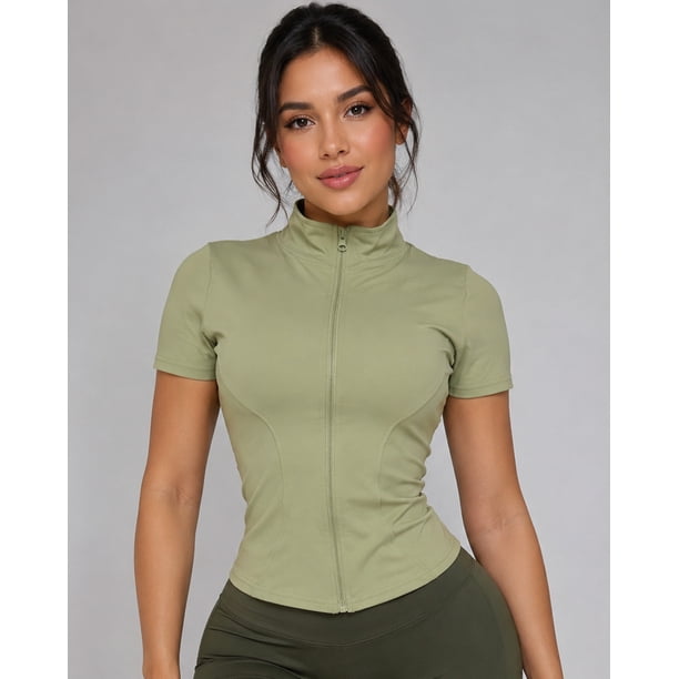 Polera Deportiva Fit Mujer Con Cierre Ciclismo Gym