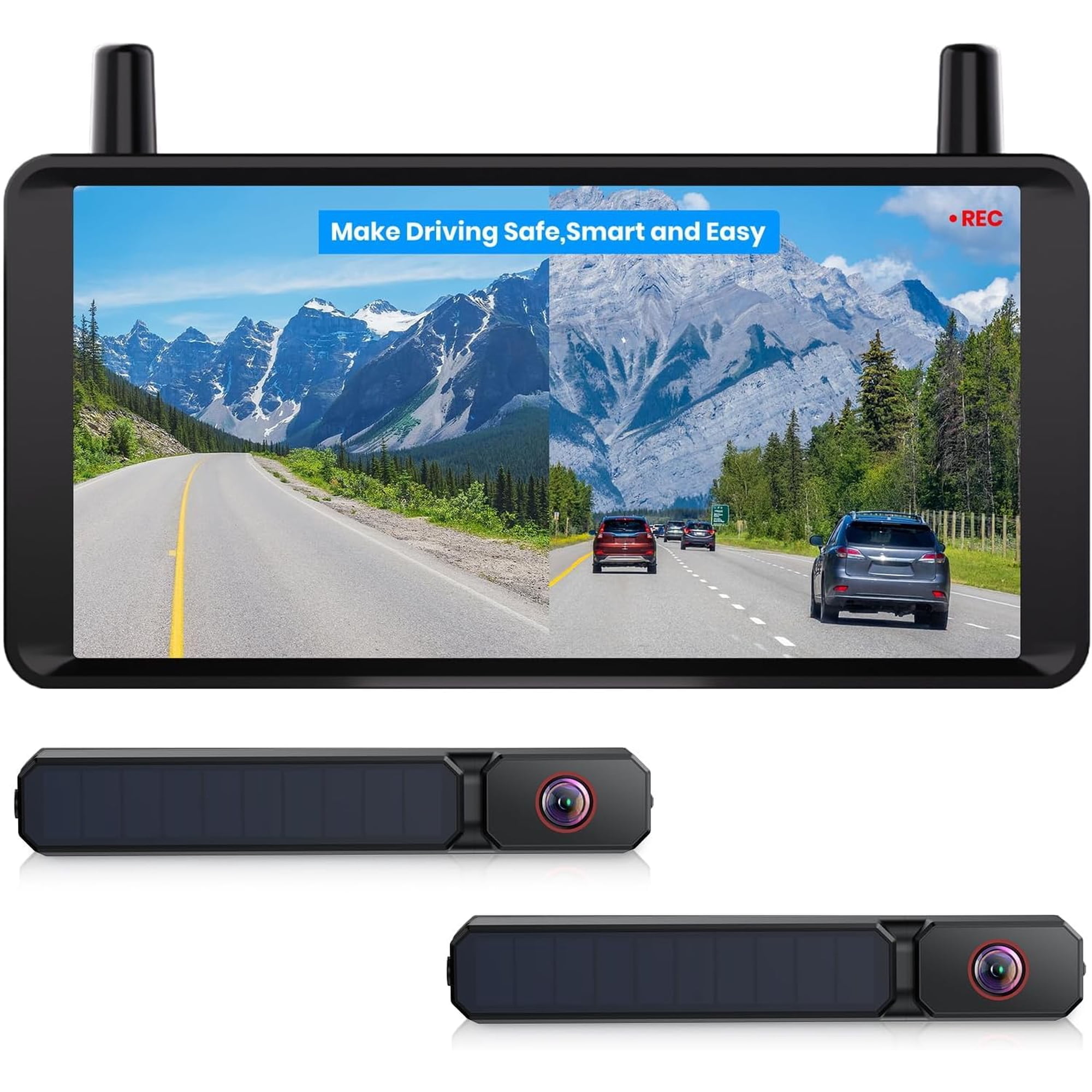 Cámara De Respaldo Inalámbrica Auto-vox 2 Solar Monitor Hd De 6 Pulgadas