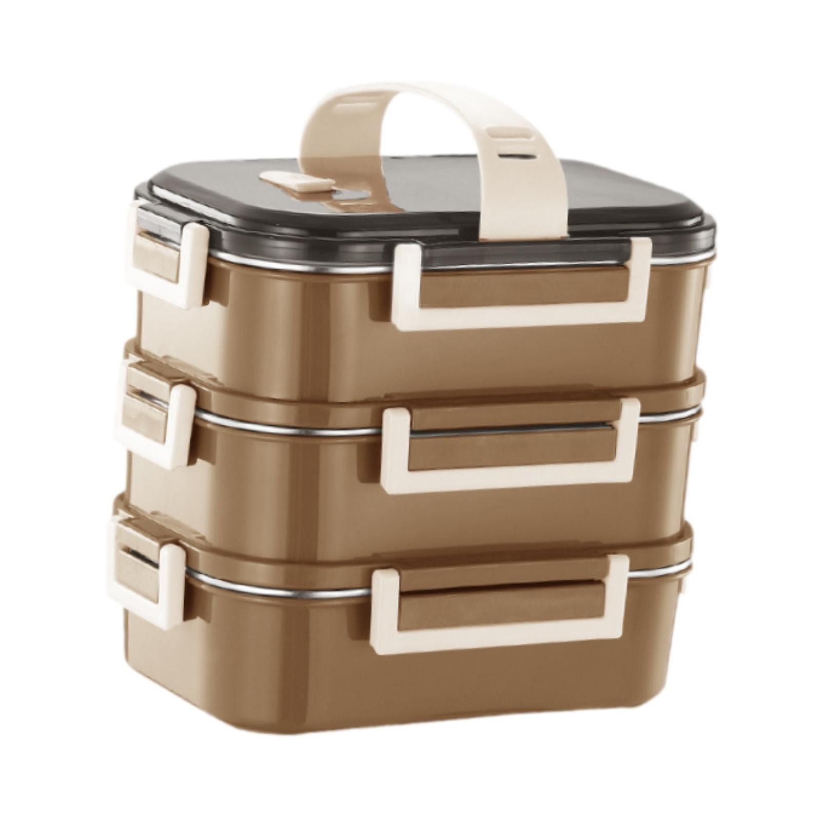 Bothyi - Fiambrera De Acero Inoxidable, Lonchera, Contenedor De Alimentos Para Cocina, Camping, Senderismo, Marrón