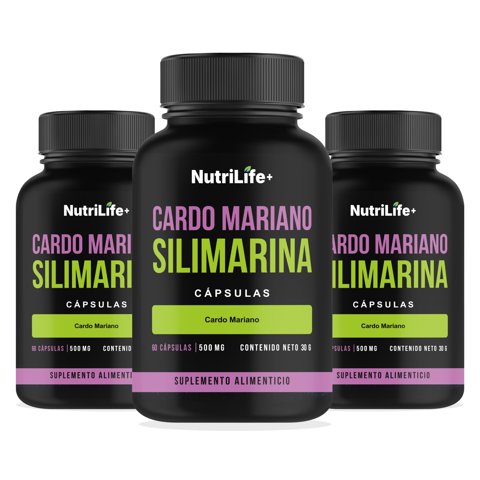 Pack 3 Cardo Mariano Silimarina Nutrilife+ 180 Capsulas Sin Sabor