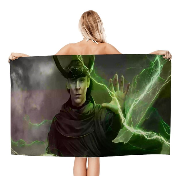 Loki Toalla de playa de secado rápido con diseño temático, regalo para mujeres y niñas, ideal para cumpleaños, fans, amantes de la música, uso en la playa o al aire libre, 78 × 160 cm